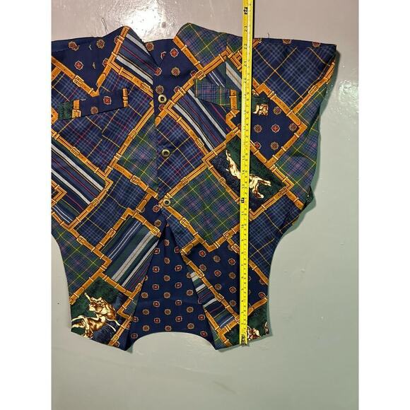 vintage 80's linen double sided print vest size M-L - Picture 5 of 11